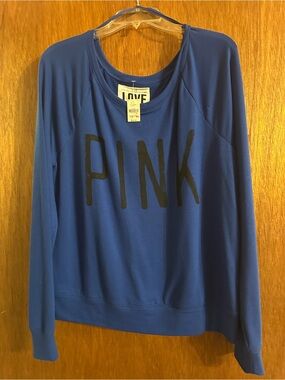 PINK Victoria's Secret Royal Blue Crewneck Sweatshirt with Black Logo
